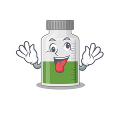 A mascot design of vitamin syrup having a funny crazy face