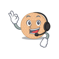 Rounded bandage caricature character concept wearing headphone
