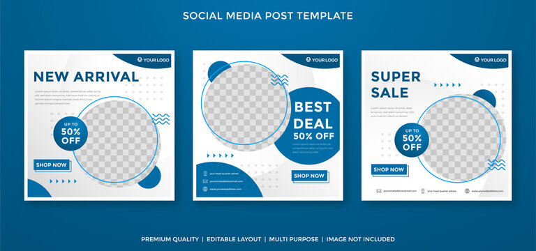 set of fashion sale social media post template with minimalist style and modern concept use for content ads and promotion stories