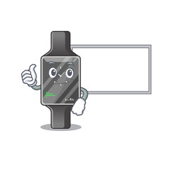 Smart watch Caricature character design style with a white board