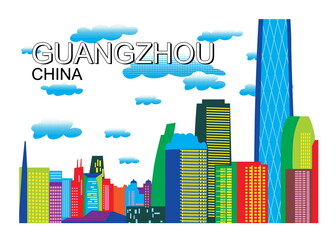 Guangzhou  skyline colorful vector illustration 