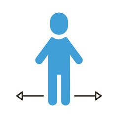 human figure with arrows distance social flat style