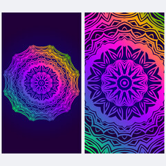 Design Vintage Cards With Floral Mandala Pattern And Ornaments. Vector illustration