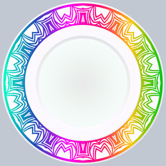 Handdrawn Pattern With Round Floral Ornament. Vector Illustration.