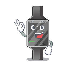 Smart watch cartoon mascot design with Okay finger poses