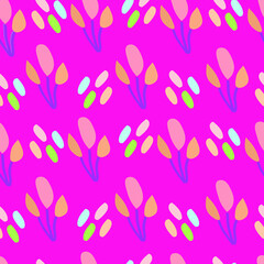 Vector flowers and stones pink seamless pattern design. Perfect for decorative projects and fabrics.