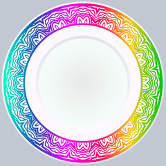 Handdrawn Pattern With Round Floral Ornament. Vector Illustration.