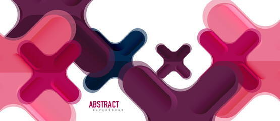 Glossy multicolored plastic style cross composition, x shape design, techno geometric modern abstract background. Trendy abstract layout template