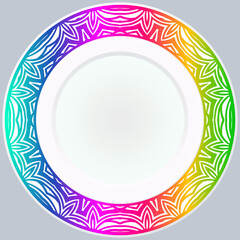 Handdrawn Pattern With Round Floral Ornament. Vector Illustration.