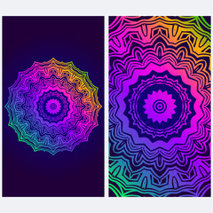 Design Vintage Cards With Floral Mandala Pattern And Ornaments. Vector illustration