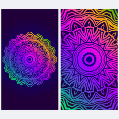 Design Vintage Cards With Floral Mandala Pattern And Ornaments. Vector illustration