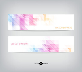 horizontal web banners with modern geometric backgrounds on white