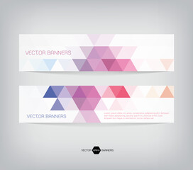horizontal web banners with modern geometric backgrounds on white