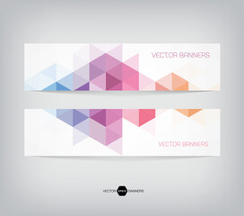 horizontal web banners with modern geometric backgrounds on white