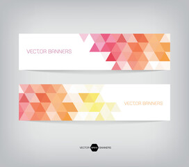 Fototapeta premium horizontal web banners with modern geometric backgrounds on white