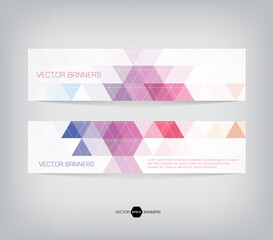 horizontal web banners with modern geometric backgrounds on white