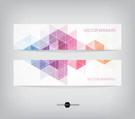 horizontal web banners with modern geometric backgrounds on white