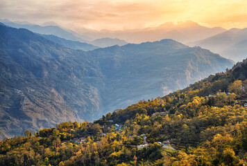 Kangchenjunga close-up uitzicht vanaf Pelling in Sikkim, India. Kangchenjunga is de derde hoogste berg ter wereld.