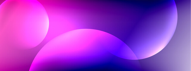 Vector abstract background liquid bubble circles on fluid gradient with shadows and light effects. Shiny design templates for text