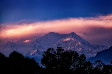 Kangchenjunga Nahaufnahme von Pelling in Sikkim, Indien.