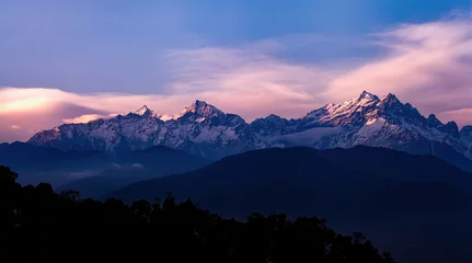 Fotobehang Kangchenjunga Kangchenjunga close up view from Pelling in Sikkim, India.