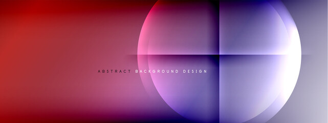 Vector abstract background - circle and cross on fluid gradient with shadows and light effects. Techno or business shiny design templates for text