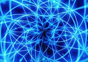 青い光線が渦巻く抽象的な背景