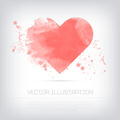 vector watercolor heart with paint splatters