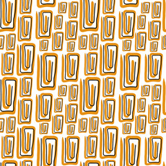 Seamless vector pattern. Hand drawn  abstract figures. Black and yellow lines. Cartoon-like elements. Bright and positive pattern.