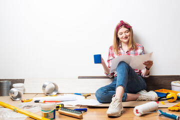 Interior designer studying renovation project
