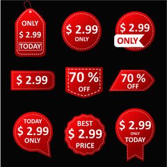 set of red sale labels