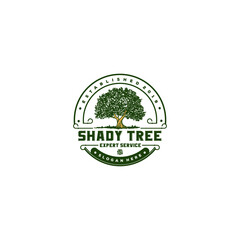 Vintage oak tree logo design vector
