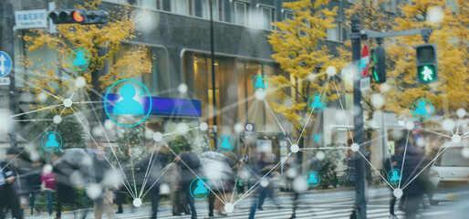 Futuristic technology trend in machine learning concept. Connection neural network 5g community in smart city with use artificial intelligence to share or receive data ,knowledge