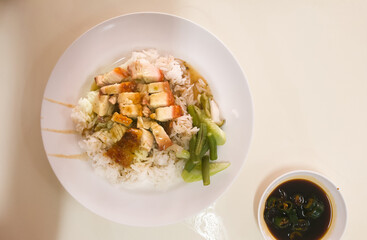 Grilled crispy belly pork rice