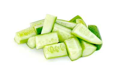 chopped cucumber isolated on white background