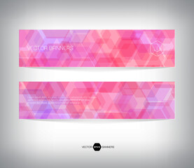 vector horizontal web banner design with purple geometric hexagonal background