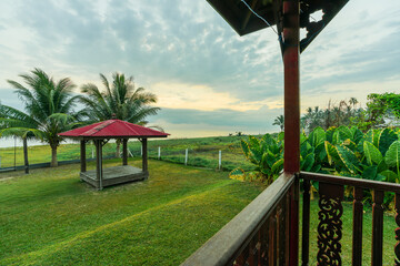 Tropical beach with a gazebo