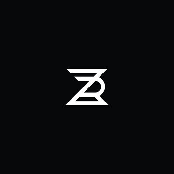 Minimal elegant monogram art logo. Outstanding professional trendy awesome artistic ZR RZ initial based Alphabet icon logo. Premium Business logo white color on black background