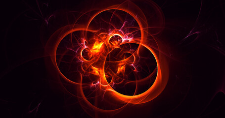 3D rendering abstract multicolored fractal light background with bright center