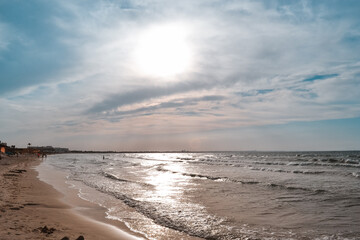 empty beach, vacation in quarantine, no tourists
