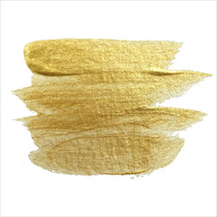 Drawn strokes of gold paint on a white background.Vector illustration eps 10