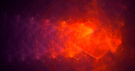 3D rendering abstract multicolored fractal light background with bright center