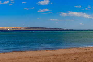 White yacht sailing in Red sea, Egypt