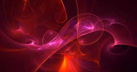 3D rendering abstract multicolored fractal light background with bright center