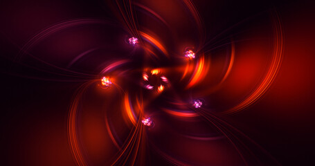 3D rendering abstract multicolored fractal light background with bright center