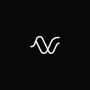 Minimal elegant monogram art logo. Outstanding professional trendy awesome artistic W WW WN NW initial based Alphabet icon logo. Premium Business logo white color on black background