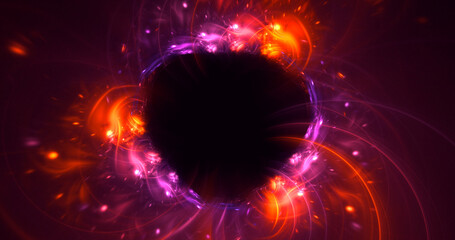 3D rendering abstract multicolored fractal light background with bright center