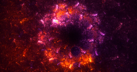 3D rendering abstract multicolored fractal light background with bright center