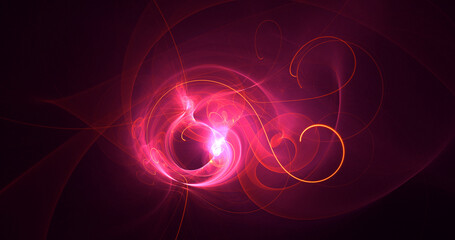 3D rendering abstract multicolored fractal light background with bright center