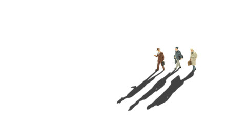 Businessman walking and talking the business, selective focus miniature business people.